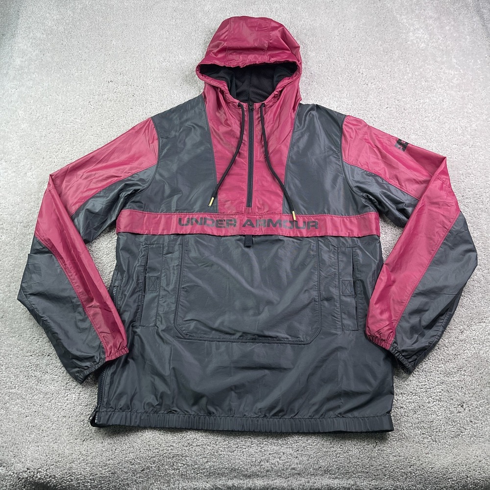 Under Armour Jacket Mens Medium Maroon‎ Pursuit Subsurface Anorak Windbreaker